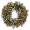 24&#x22; Wintry Pine&#xAE; Wreath with Pine Cones, Red Berries, Snowflakes &#x26; Warm White LED Lights